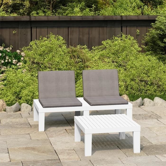 ZJCHAO - TABLE A MANGER AVEC CHAISES - MEUBLE EXTERIEUR - Salon de jardin 2 pcs avec coussins Plastique Blanc