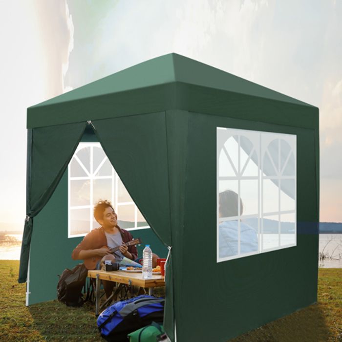 2*2M Tente de camping, tonnelle pour jardin, extérieur, réception, fête, vert