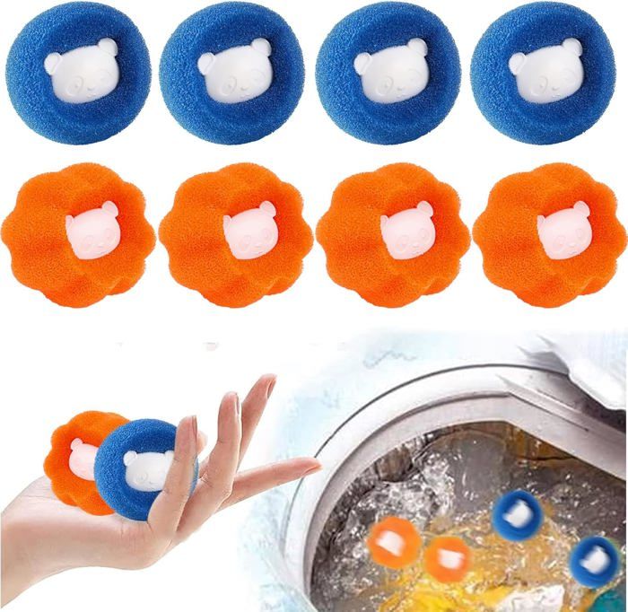 Lot De 12 Boules Anti-poils Pour Lave-linge - En Microfibre, Réutilisables - Capture Poils D'animaux, Cheveux - 9
