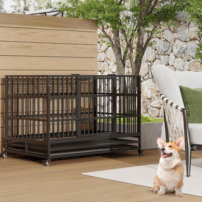 Meilleurs prix pour Cage pour chien,avec roulettes,en métal,grandes dimensions,108 x 72,4 x 83,8 cm,noir