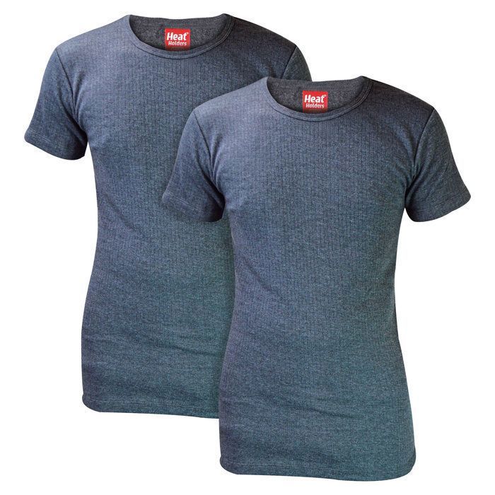 Heat Holders - Lot De 2 Homme Sous Vetements Thermqiue Manches Courtes T-shirt - Charbon de bois