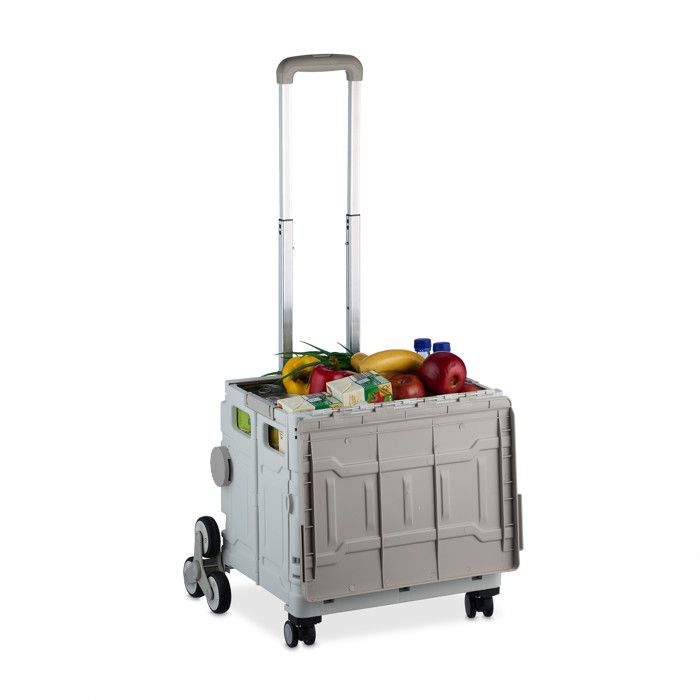 Relaxdays Chariot De Courses Pliable, Avec Roulettes, Couvercle Et Poignee Telescopique Jusqu A 35 Kg Turquoise 93541504
