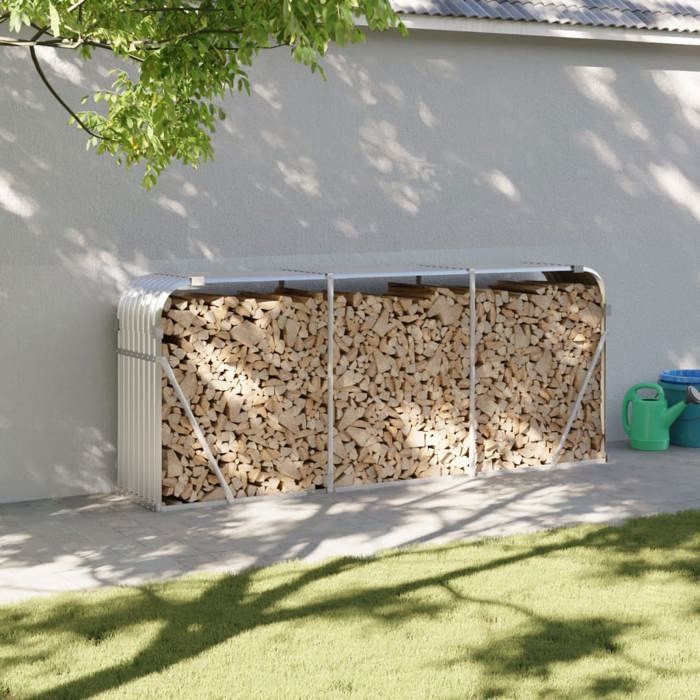 BONNIE® Porte-bûches Anti corrosion - argenté 234x45x100 cm acier galvanisé EU393036