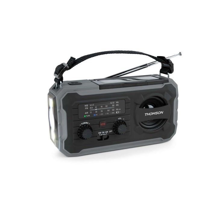 Radio solaire durgence THOMSON RT280 FMAM Lampe torche Recharge USB C