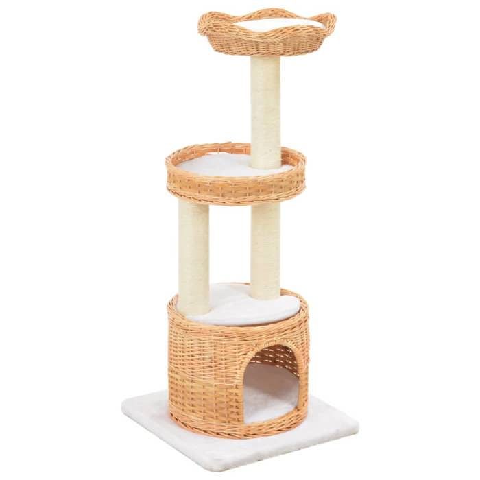 Arbre à chat - vidaXL - Bois de saule - Griffoir sisal - 94 cm - Brun