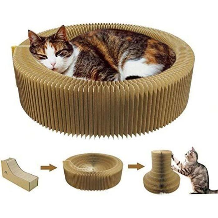 Meilleurs prix pour Panier Griffoir pour Chat 50 cm Carton Haute Densité Portable et Confortable pour Griffes de Chat