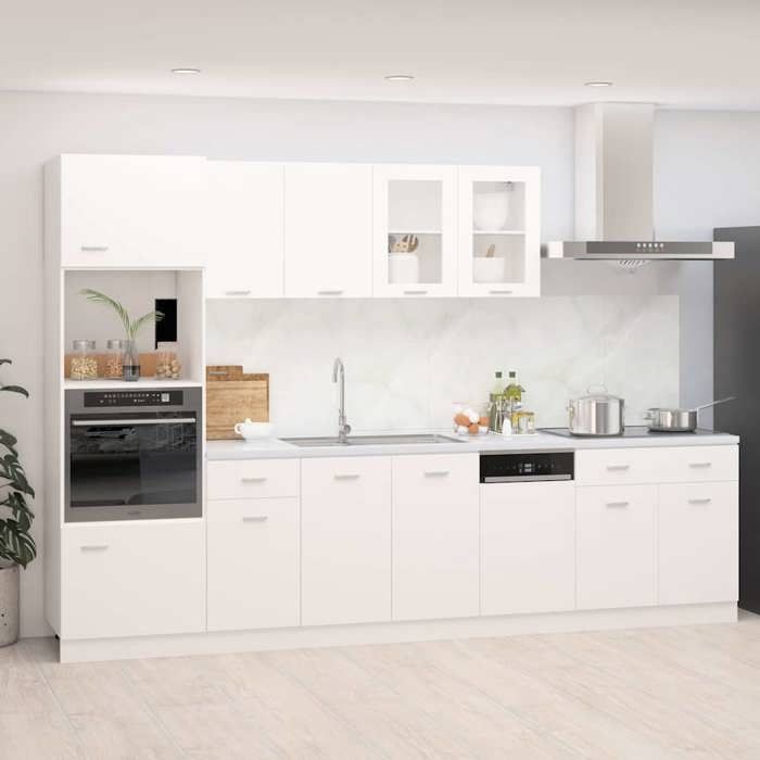 Ensemble de meubles de cuisine - vidaXL - 7 pièces - Blanc - Bois dingénierie - Facile à nettoyer - Rangement optimisé