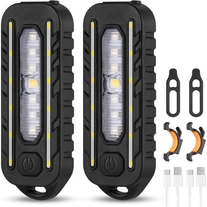 DRE-Lumières de Course à Clip 2PCS 5 Modes déclairage Lampe à Clip LED USB Rechargeable 150LM IPX4 étanche Portable pour Cou