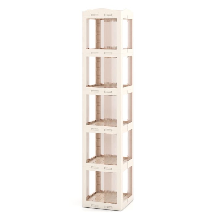 GIANTEX Bibliothèque Rotative à 5 Niveaux 36 5 x 36 x 174 cm Étagère de Rangement Moderne pour Chambre Salon Bureau Blanc