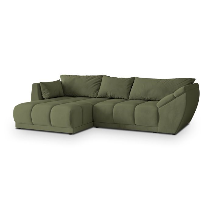 Canapé dangle ORENTI Canape Convertible - Gauche - Angle - 4 places - 287x182x83 cm - Tissu velours MATT VELVET 38 - Vert