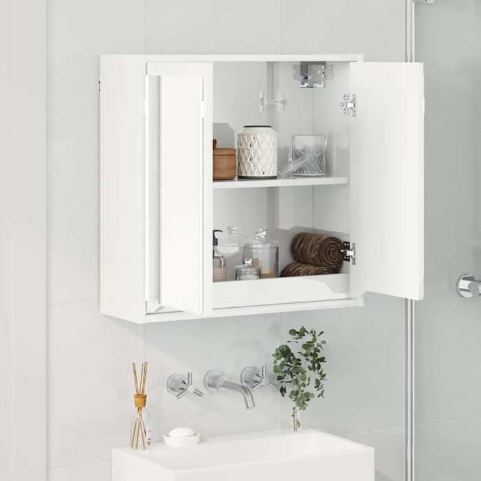 MOT13886-Armoire Miroir de Salle de Bain Blanc brillant 60 x 20 x 60 cm