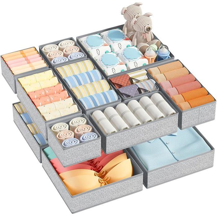 Rangement Vetement - Rangement Tiroir Organisateur de Tiroir Organisateur Dressing en Tissu pour Chaussettes Sou BOITE DE RANGEMENT