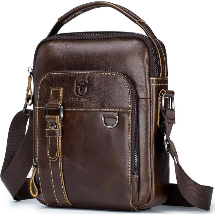 Sacoche Homme Bandouliere Cuir XJYDNCG Grande Capacité - SXD08 - Marron Fonce