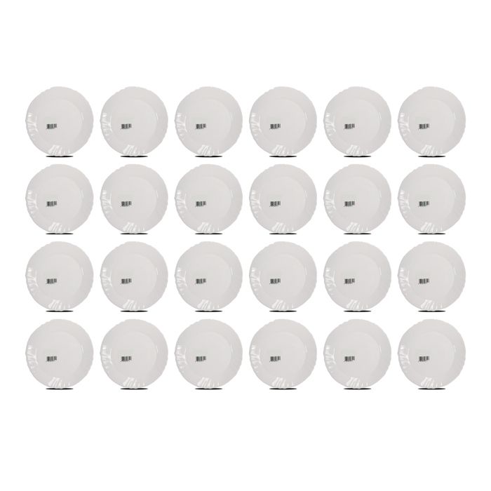 Service de 24 assiettes - JUANIO - Assiettes plates rondes en verre opale - Diam.24 cm - Jusquà 130°C - Lave-vaisselle