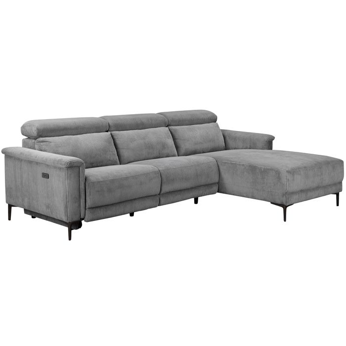 Lund-canapé Dangle 3 Places Avec 1 Relax Électrique droit En Velours Côtelé Gris Lund-canapé Dangle 3 Places Avec 1 Relax Électrique droit En Velours Côtelé Gris