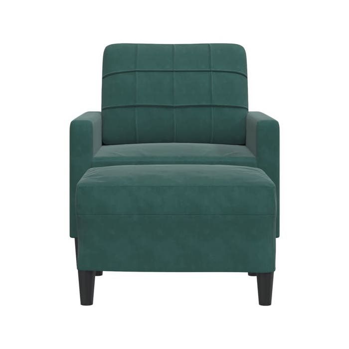 Vert SOFA - PHSH - Fauteuil simple - Chaise-Canapé - avec repose-pied Vert foncé 60 cm Velours C2238
