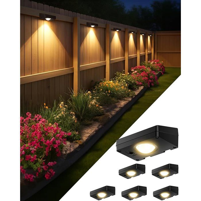 Applique Solaire Exterieur 6PCS -Lampe Solaire Spot Murale Extérieur 3 Températures de 6 Pièces 3 Températures de Couleur