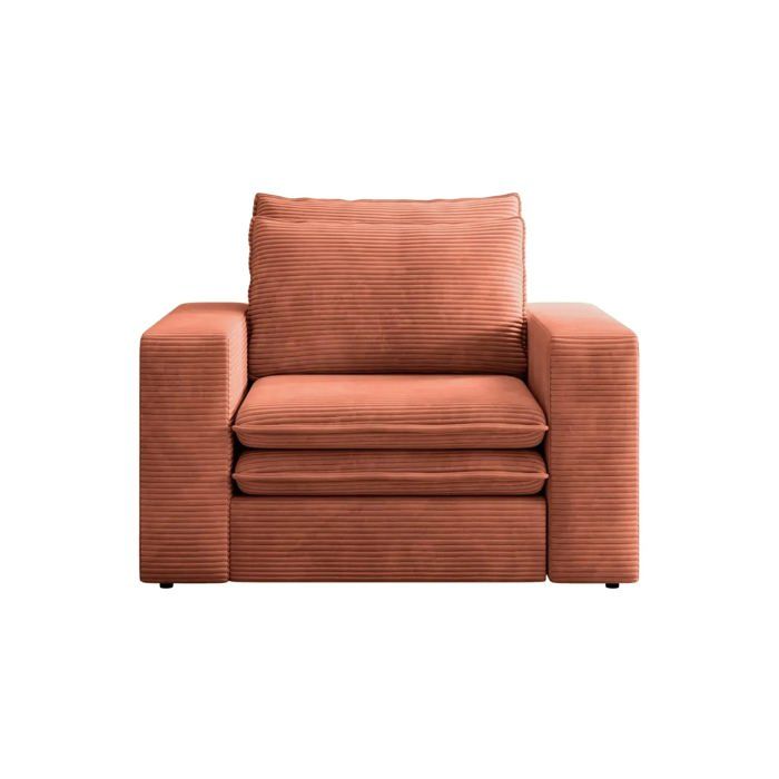 OSCAR - Fauteuil en velours côtelé - Terracotta OSCAR - Fauteuil en velours côtelé - Terracotta