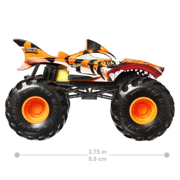 voiture jouet Monster Truck - HOT WHEELS - Requin Tigre - Roues géantes - Carrosserie métal - Échelle 1:24