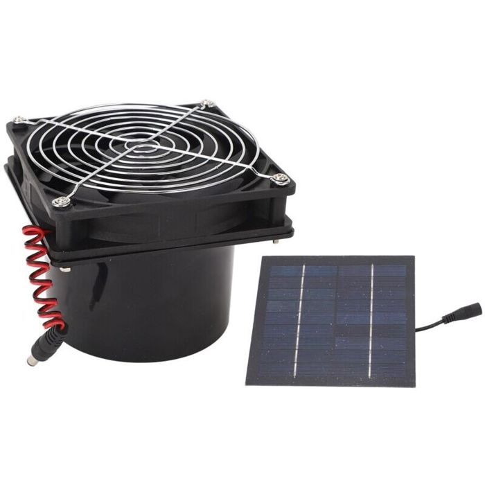 Ventilateur dextraction solaire 50W – Dissipation thermique efficace – Tension 5-12V – Installation facile sur mur – Vitesse max