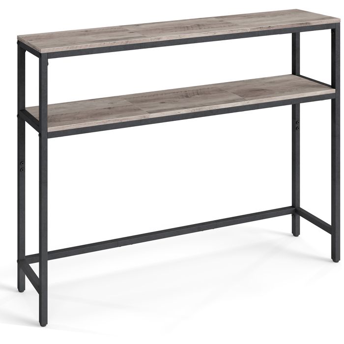 Console pour Couloir à 2 Niveaux avec Étagères pour Chambre ou Salon 100 x 20 x 80 cm Grège et Noir