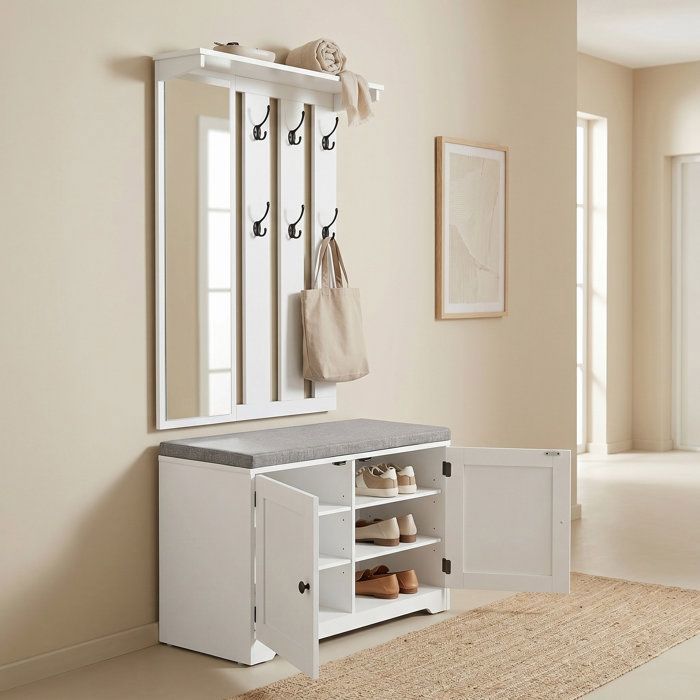 Meuble à Chaussures Meuble de Couloir 82 cm Blanc