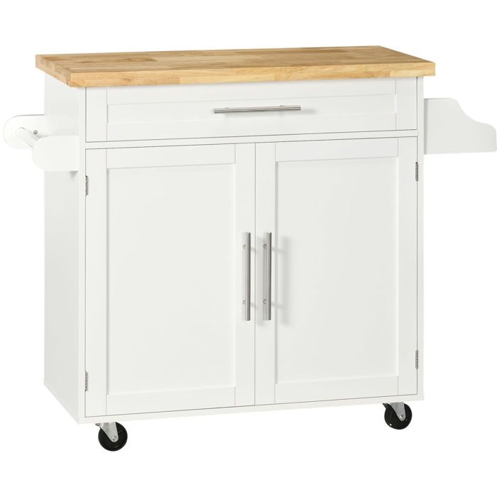 Küchenwagen – Servierwagen avec plan de travail – blanc – 109 x 40 x 89 cm