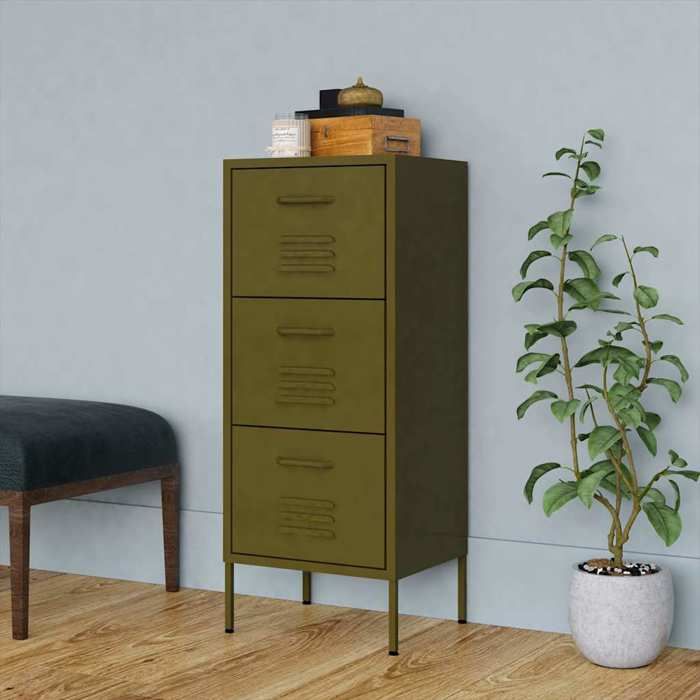 Armoire de rangement Vert olive 42 5x35x101 5 cm Acier - Cadre durable - design élégant(11966)
