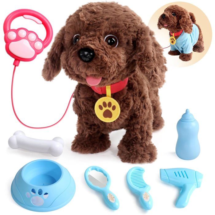 Chien Interactif avec Laisse Peluche Chien Qui Marche et Aboie LAISSE