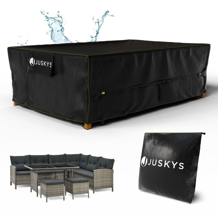 Housse de Protection pour Mobilier de Jardin Juskys CoverSafe Pro - 300 x 200 x 90 cm - Noire - Imperméable - Protection UV