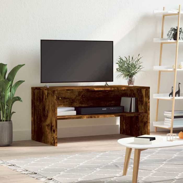 Cabinet HIFI robuste et stable - lot de 1 - MEUBLE TV SALON - chêne fumé 80x40x40 cm bois dingénierie(1 parcel) T10082