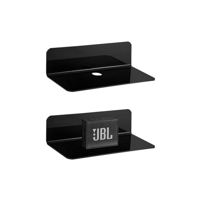 Etagère Murale Flottante - MAX® - Lot de 2 - Noir - Acrylique Adhésif Sans Perçage avec Clips Câbles Etagère Murale Flottante - MAX® - Lot de 2 - Noir - Acrylique Adhésif Sans Perçage avec Clips Câbles