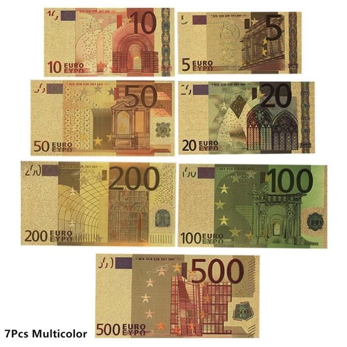 Faux Billet A Imprimer Recto Verso Réplique 7 PCS Euro Souvenir Billet Billets commémoratifs Réalistes