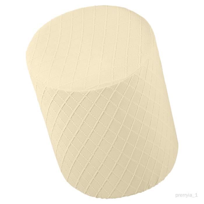 Perfk Housse Extensible Pouf Rond Beige - Housse De Repose-Pieds Élastique Jacquard, Lavable, Anti-Dérapante, Diamètre 48-55 Cm