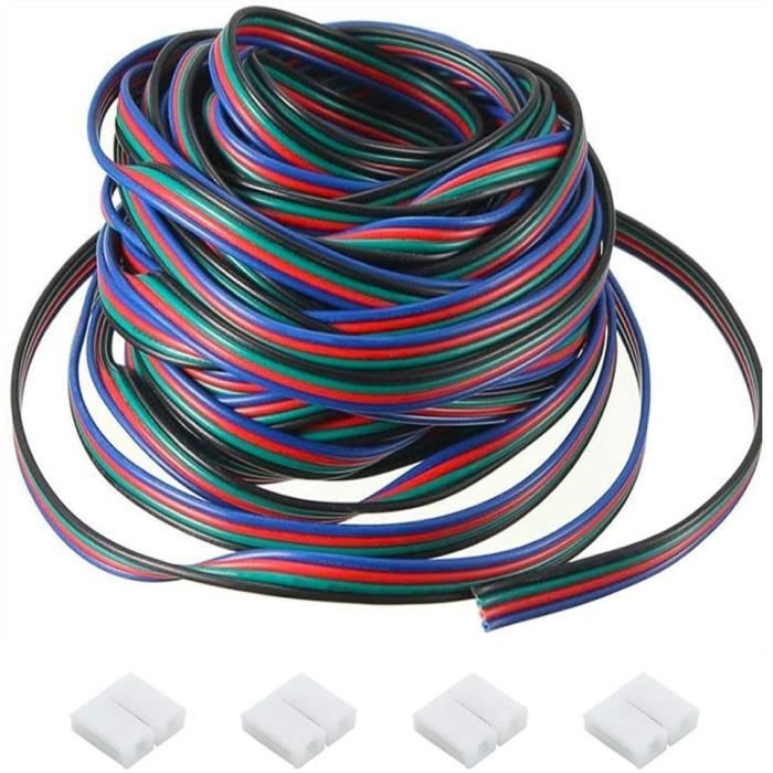Rallonge de câble de connexion à 4 broches pour ruban LED RVB 10 m