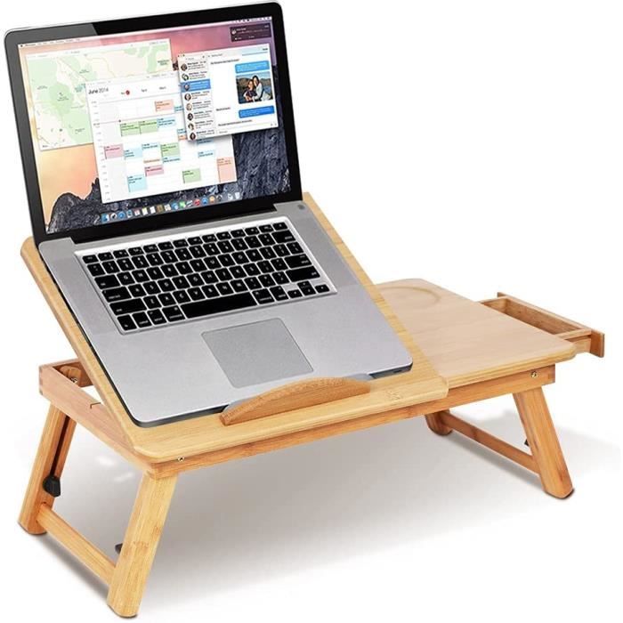 Table De Lit Pliable Et Réglable Pour Ordinateur Portable - Avec Port USB, Plateau 60x40 Cm