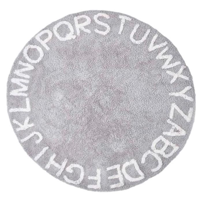 Tapis Rond ABC Alphabet – Peluche Douce, Antidérapant, Pour Chambre D’enfant – Tailles 60cm à 160cm