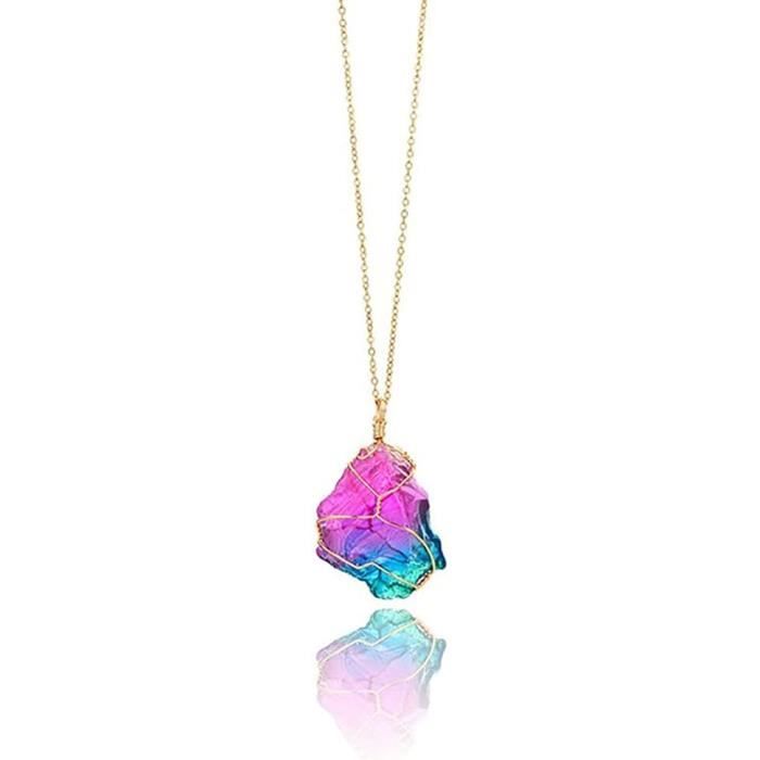Collier Pierre De Lune Arc-en-ciel Chaîne Réglable 18 Pouces, Plaqué Argent - Bijou Fait Main