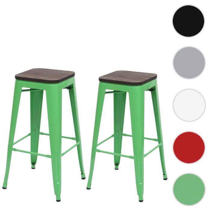 MCW 2x tabouret de bar MCW-A73 empilable vert