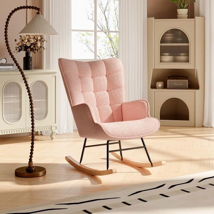 Comfort Rocking Chair Rose Teddy Velvet Plaid Dossier et Sleep Lounge ...