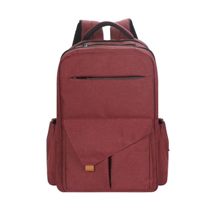 Rouge foncé grande capacité sac à dos mère voyage cartable mode femmes sac  de rangement sac à couches multi-poches