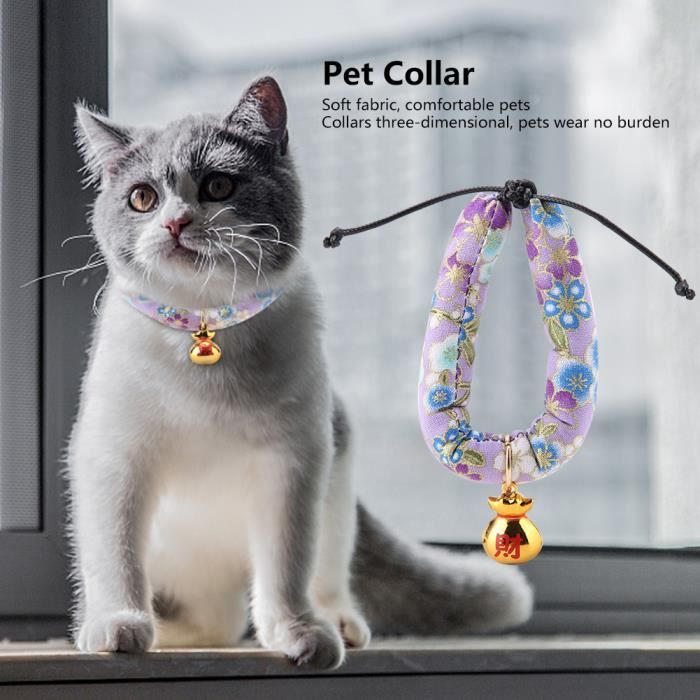 Collier De Clochette De Chat Fait Main De Style Japonais Pour Animaux De Compagnie Violet M Cdiscount