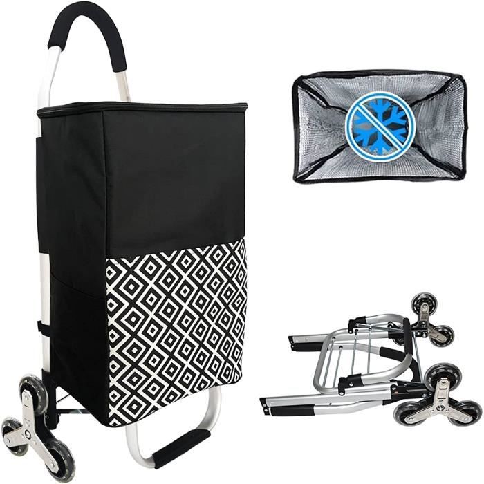 Chariot De Courses 6 Roues Pliable Aluminium - Sac Isotherme