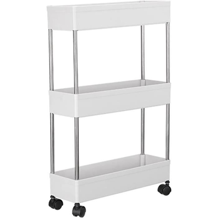 LEYSHOP Chariot à 3 Niveaux, Desserte de Cuisine Blanc à Roulettes LEYSHOP Chariot à 3 Niveaux, Desserte de Cuisine Blanc à Roulettes