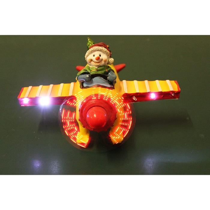 CD-Avion de Noël LED Bonhomme de neige dans l'avion 6 LED à piles 