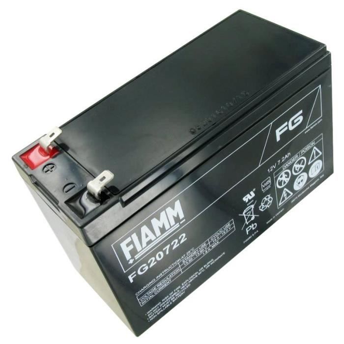 batterie Fiamm FG20722 12 volts, 7,2 Ah avec 6.3mm contacts à fiches