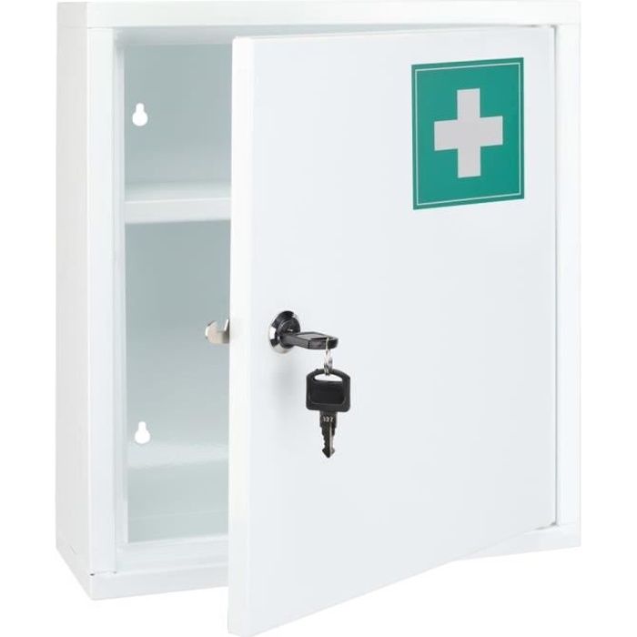 armoire à pharmacie design moderne - hi - mobi 5910ergonomique - blanc - verrouillable - vert imprimé