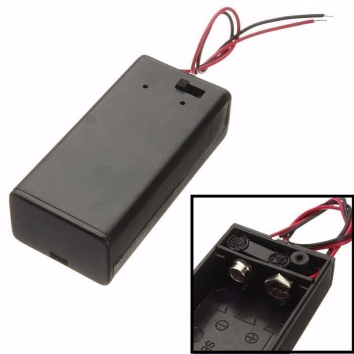 Fixation de Batterie Pour 9V-Block Dans Boîtier Avec On//Off Interrupteur,