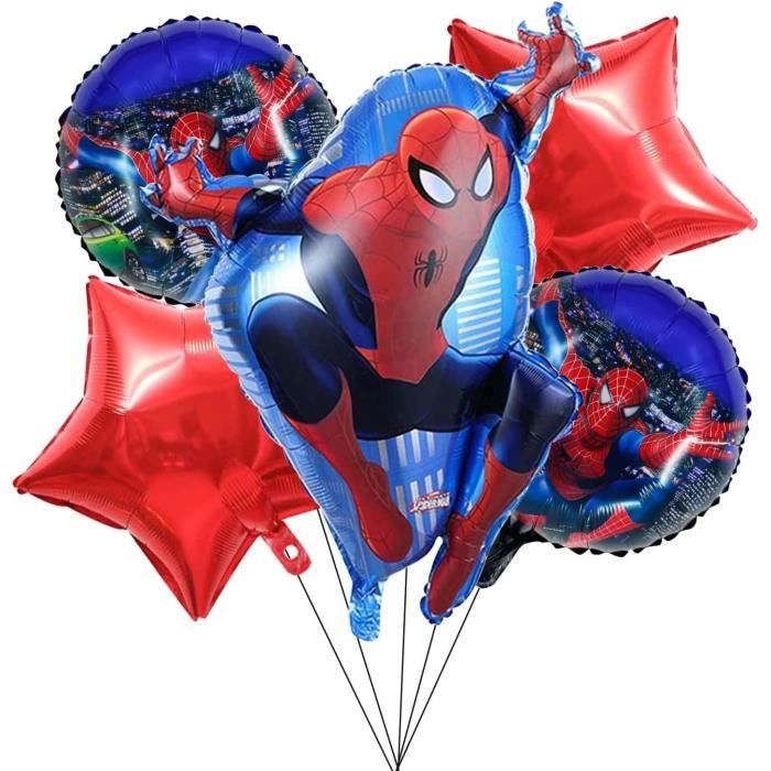 Kit Ballons Araignée Anniversaire 3 Ans - 15 Pièces : Ballon Géant 3 + Étoiles + Latex Rouge/Bleu - Thème Spider Halloween