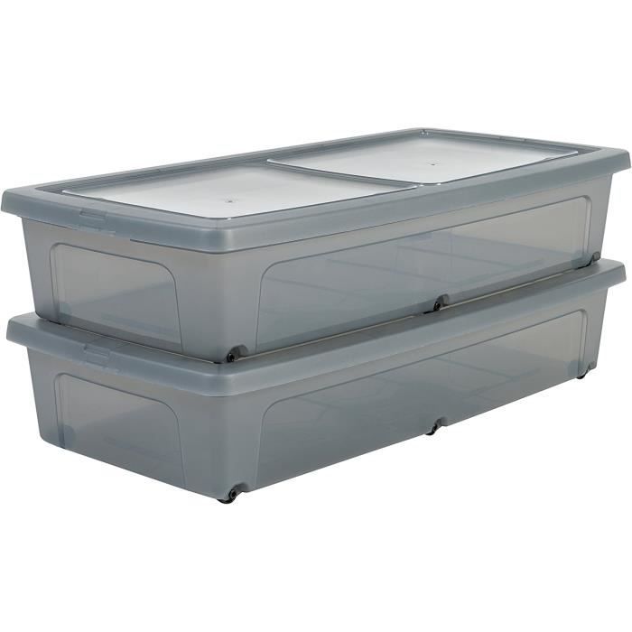 clear base noir couvercle made in uk Multi pack de 8 sous lit 32 litre stockage neuf 